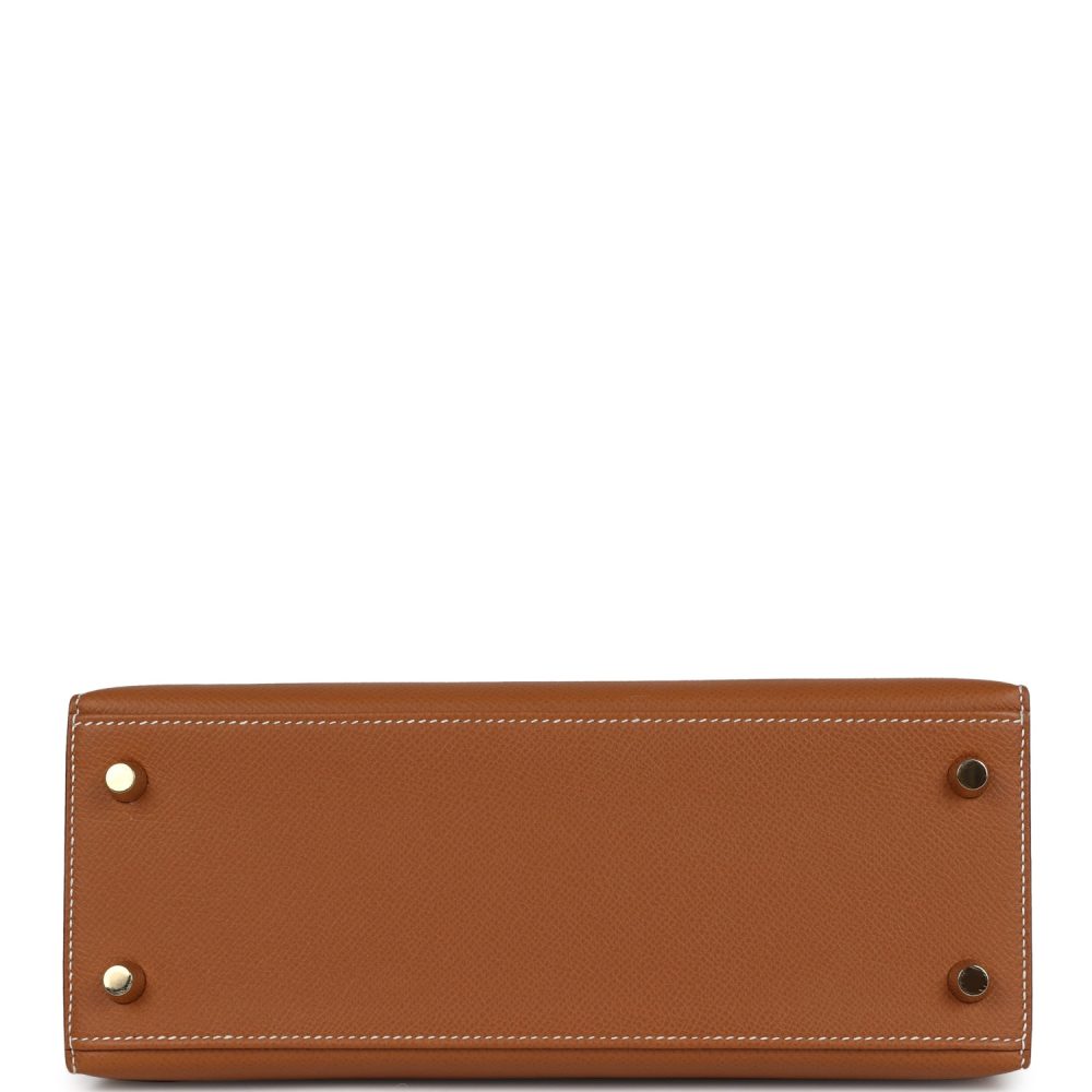 Pre-owned Hermes Kelly Sellier 25 Gold Epsom Gold Hardware - Image 6