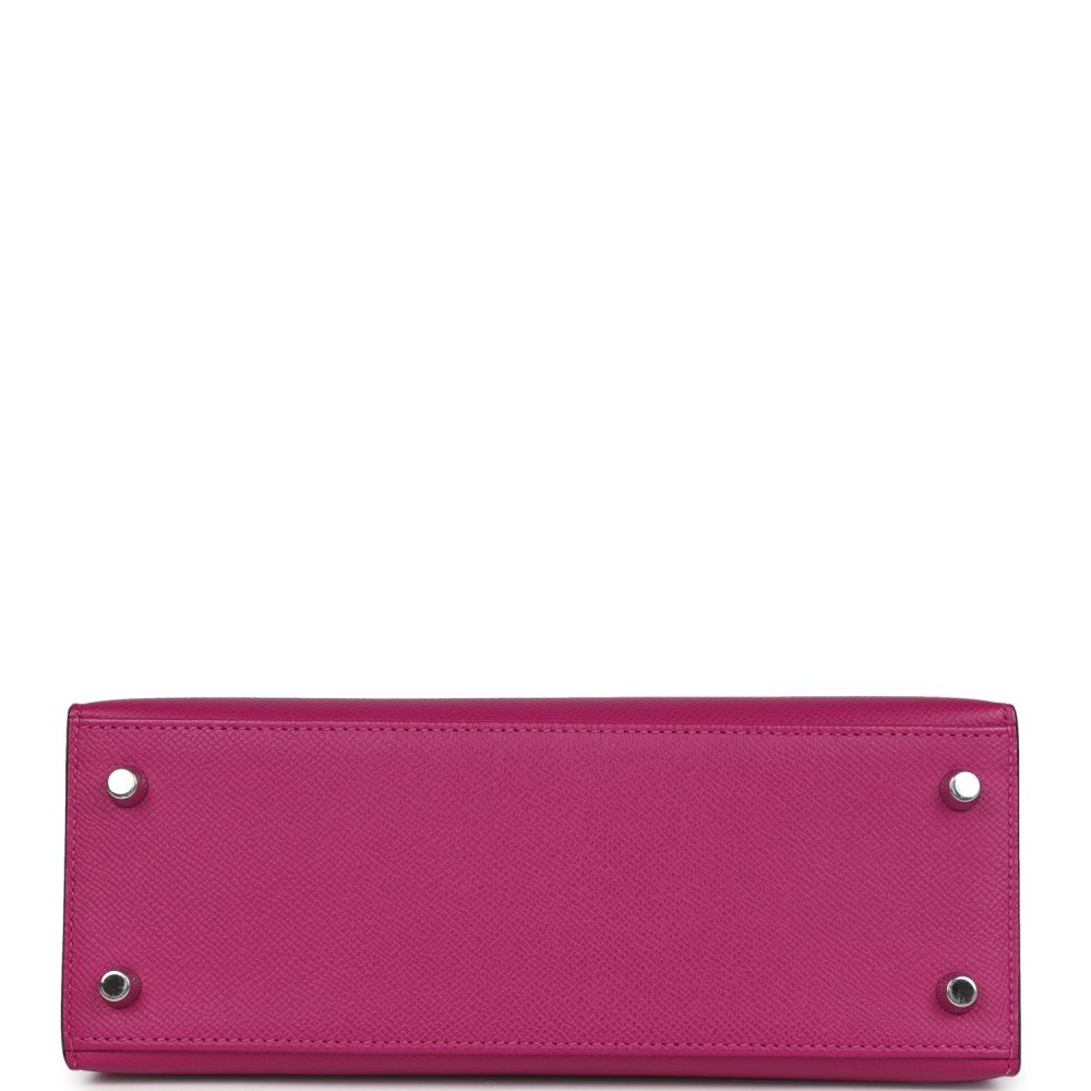 Pre-owned Hermes Kelly Sellier 25 Rose Pourpre Epsom Palladium Hardware - Image 6