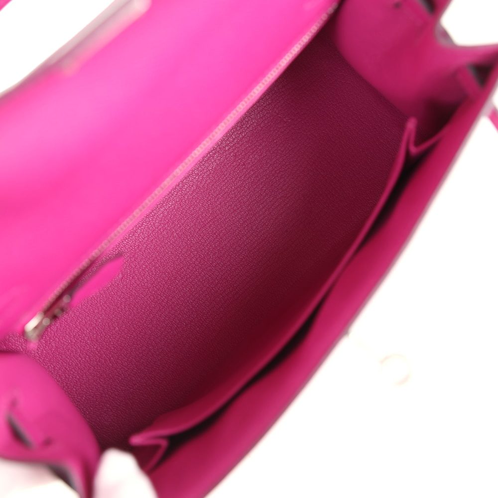 Pre-owned Hermes Kelly Sellier 25 Rose Pourpre Epsom Palladium Hardware - Image 8