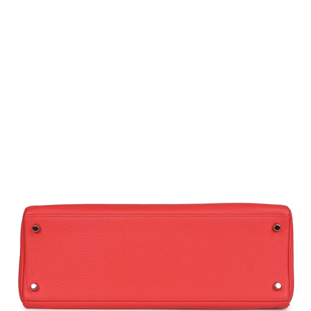 Pre-owned Hermes Retourne Kelly 35 Rose Jaipur Clemence Palladium Hardware - Image 6