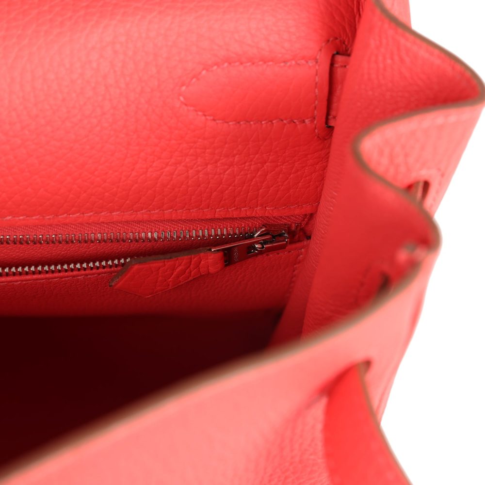 Pre-owned Hermes Retourne Kelly 35 Rose Jaipur Clemence Palladium Hardware - Image 9