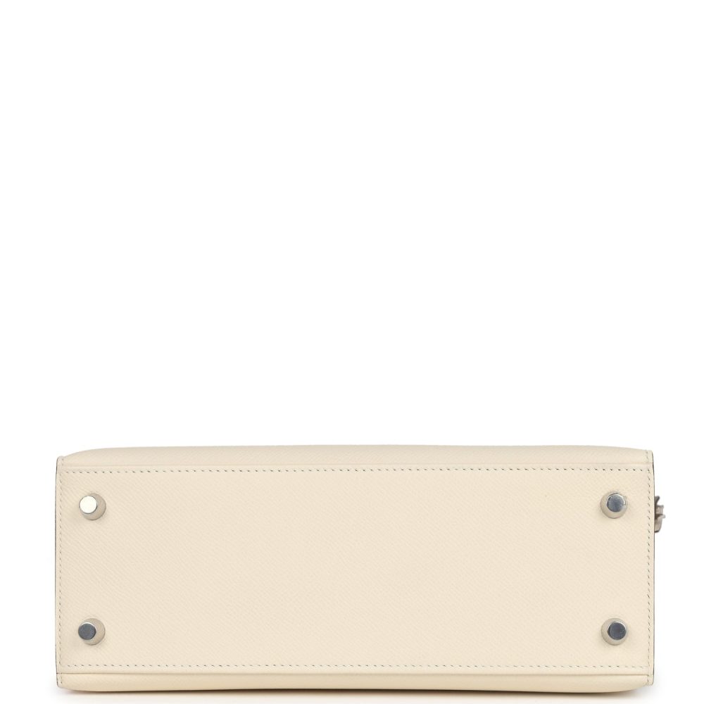Hermes Kelly Sellier 25 Tri-Color Nata, Gris Meyer and Chai Epsom Palladium Hardware - Image 6