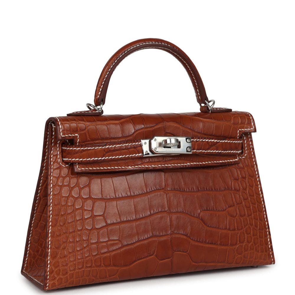 Hermes Kelly Sellier 20 Fauve Matte Alligator Barenia Palladium Hardware - Image 2