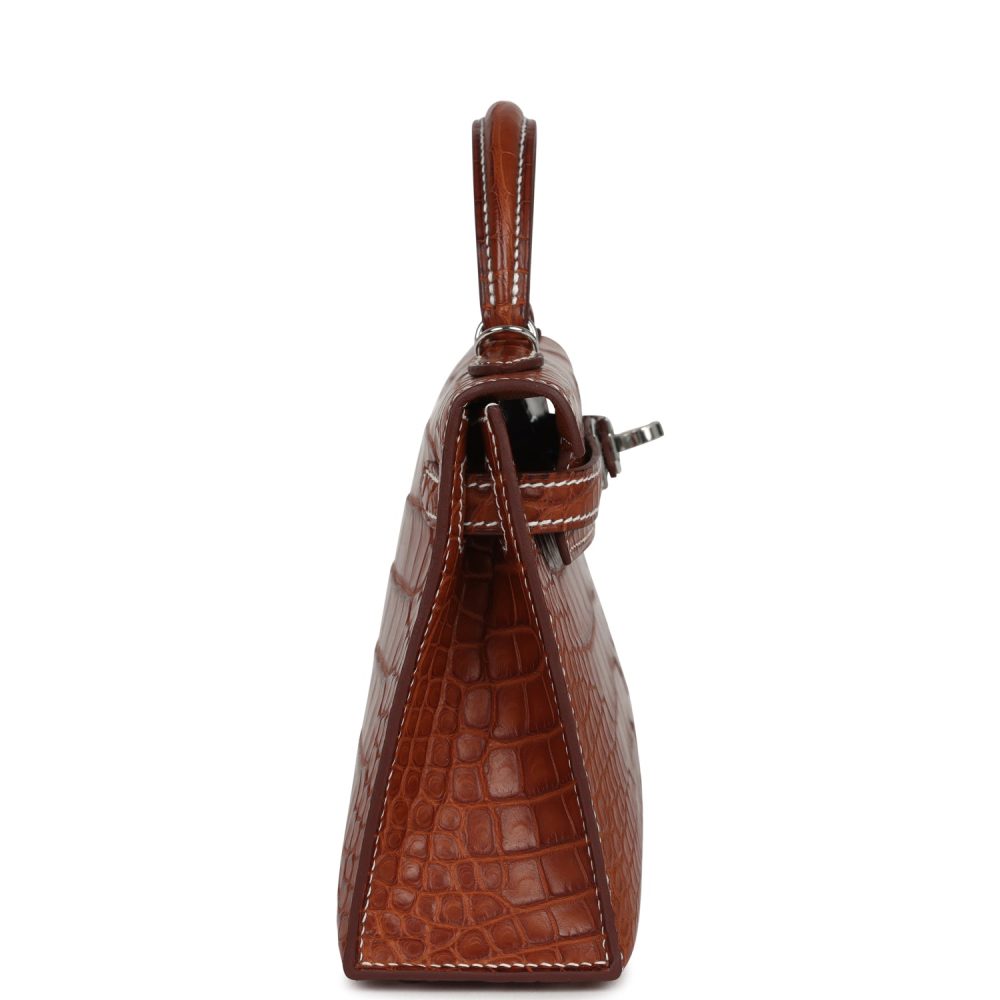 Hermes Kelly Sellier 20 Fauve Matte Alligator Barenia Palladium Hardware - Image 3