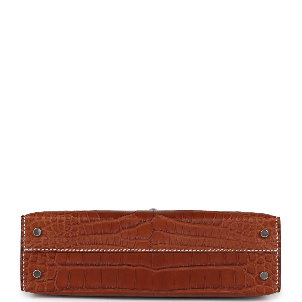 Hermes Kelly Sellier 20 Fauve Matte Alligator Barenia Palladium Hardware - Image 6