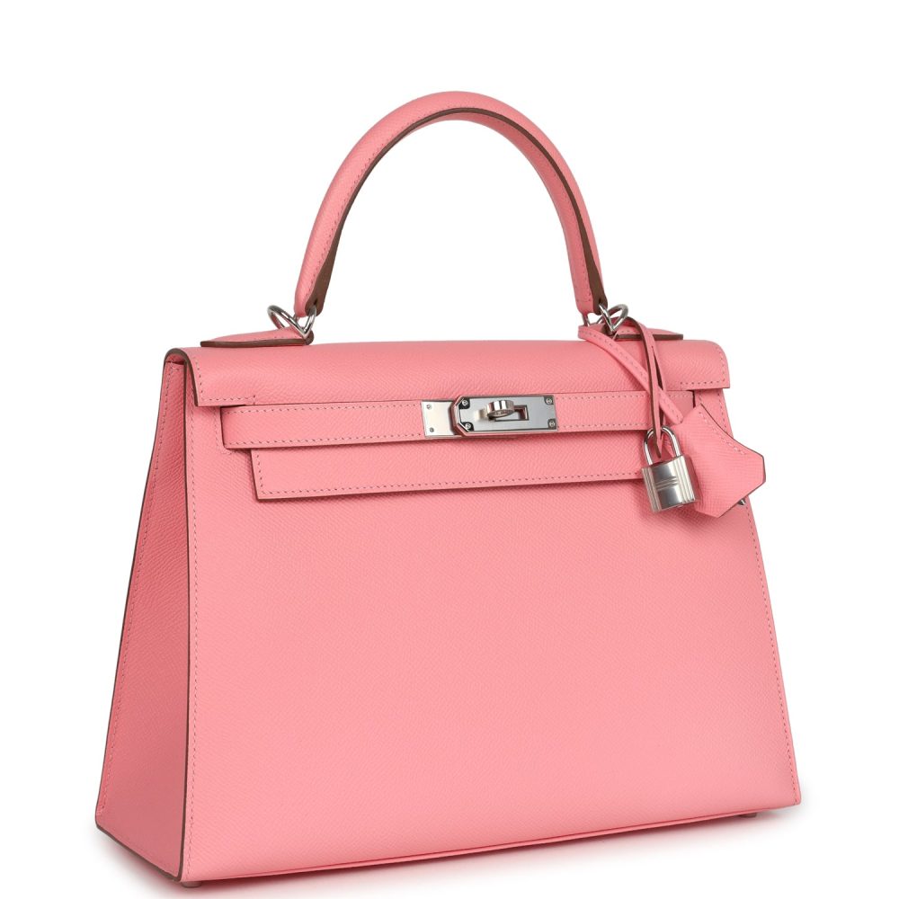 Pre-owned Hermes Kelly Sellier 28 Rose Confetti Epsom Palladium Hardware - Image 2