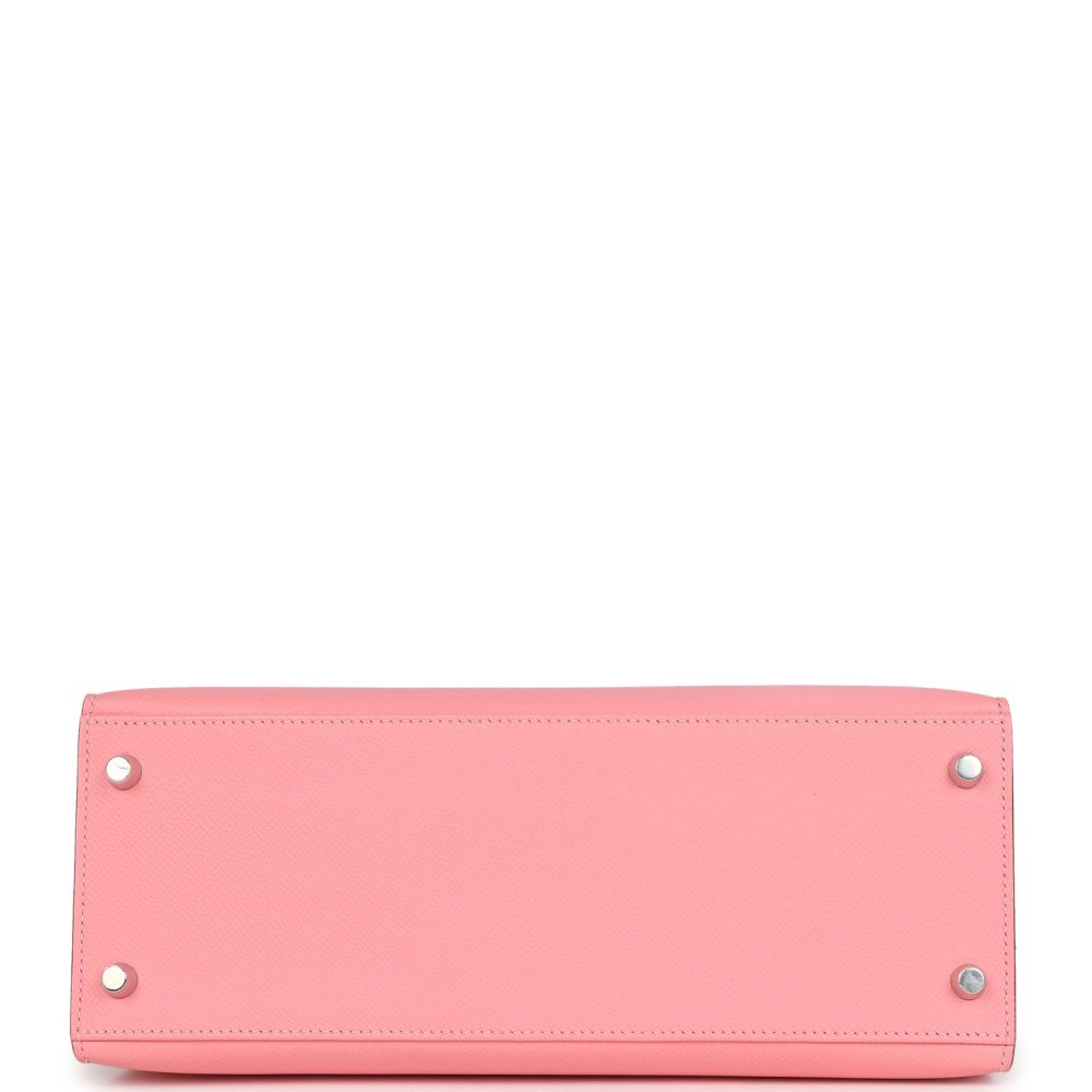 Pre-owned Hermes Kelly Sellier 28 Rose Confetti Epsom Palladium Hardware - Image 6