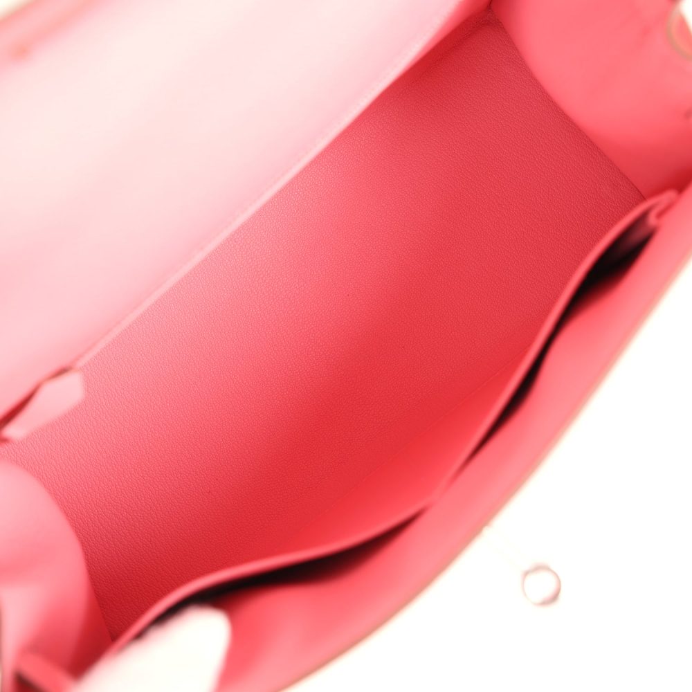 Pre-owned Hermes Kelly Sellier 28 Rose Confetti Epsom Palladium Hardware - Image 8