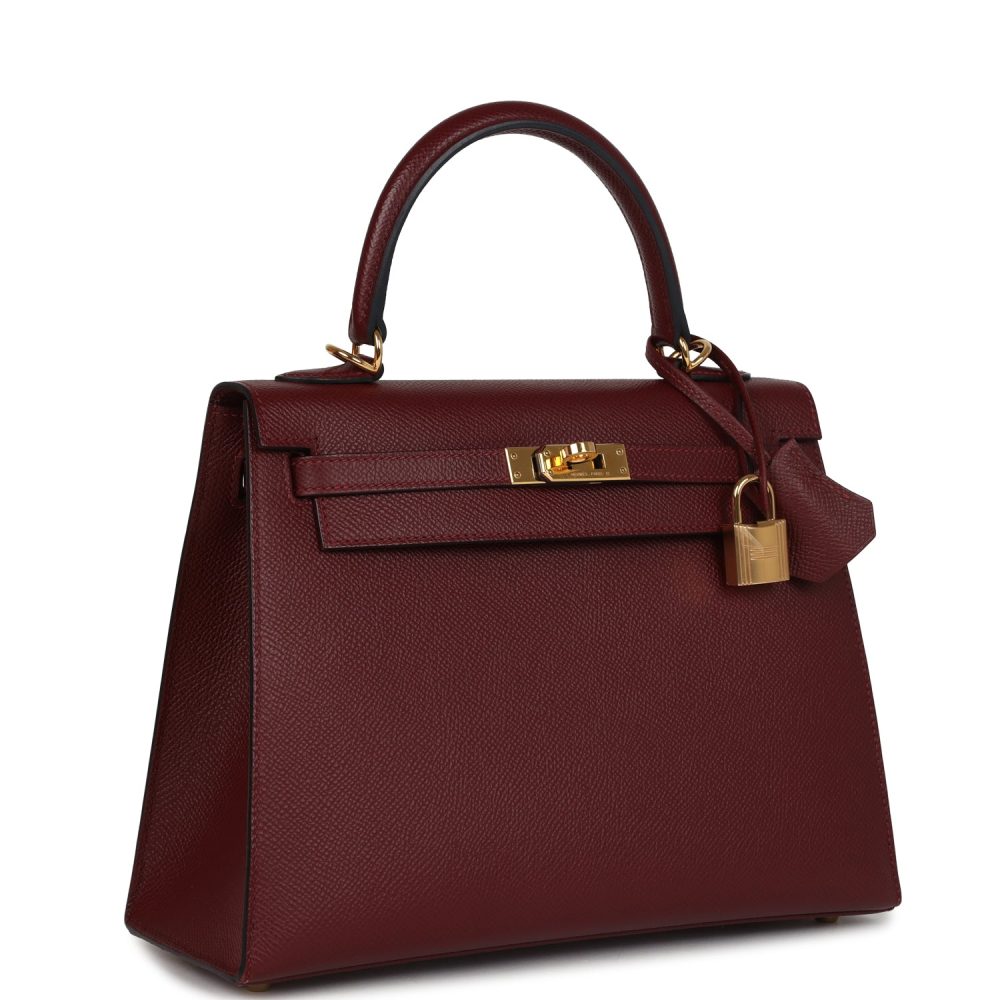 Pre-owned Hermes Kelly Sellier 25 Rouge H Epsom Gold Hardware - Image 2