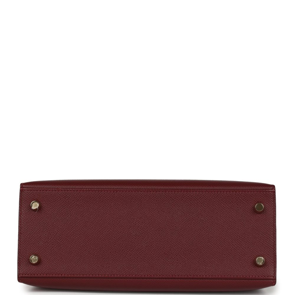 Pre-owned Hermes Kelly Sellier 25 Rouge H Epsom Gold Hardware - Image 6
