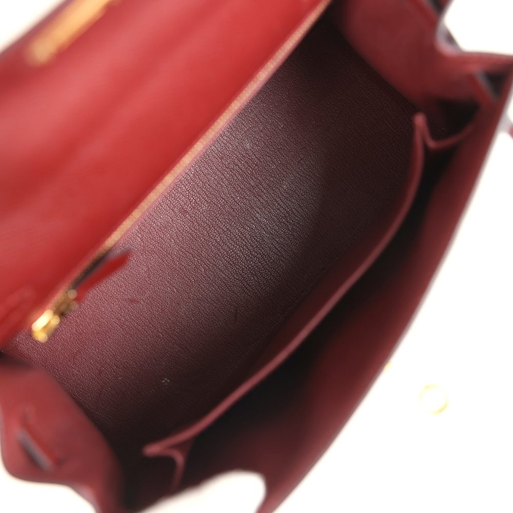 Pre-owned Hermes Kelly Sellier 25 Rouge H Epsom Gold Hardware - Image 8