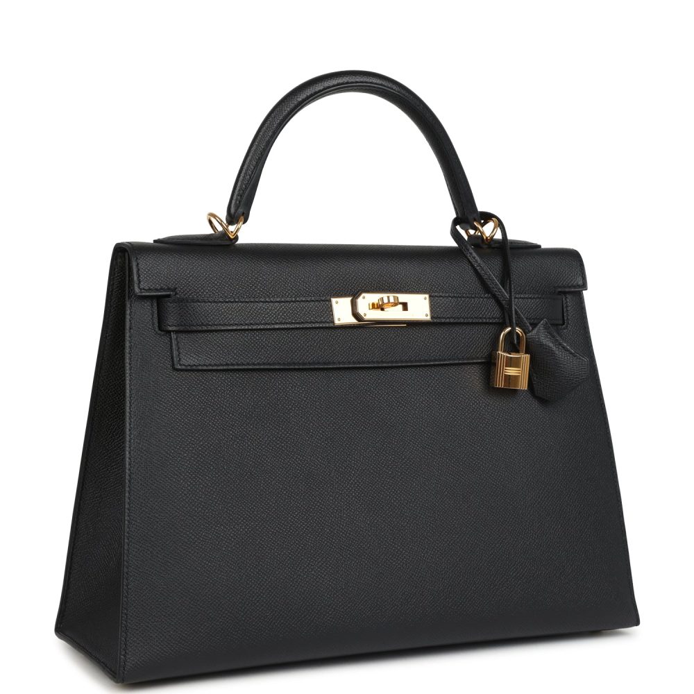 Pre-owned Hermes Kelly Sellier 32 Black Epsom Gold Hardware - Image 2