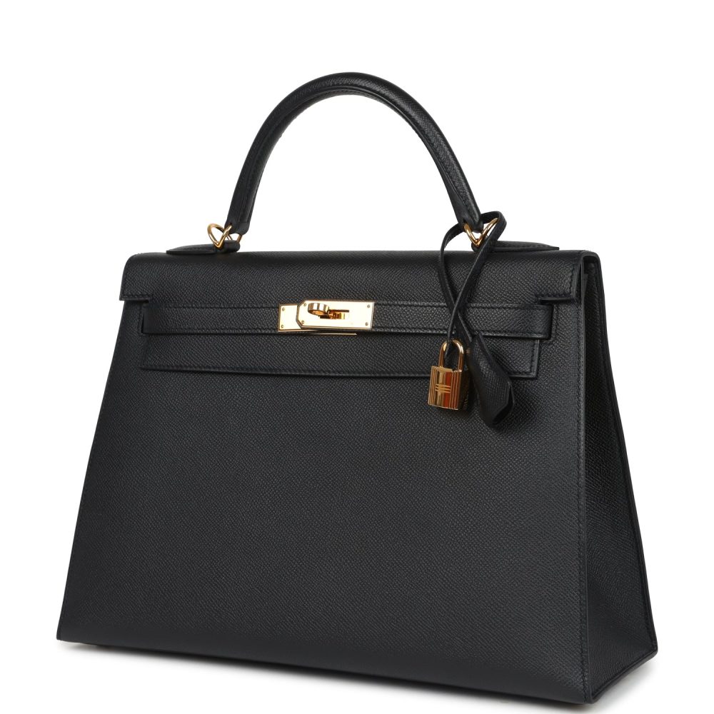 Pre-owned Hermes Kelly Sellier 32 Black Epsom Gold Hardware - Image 5