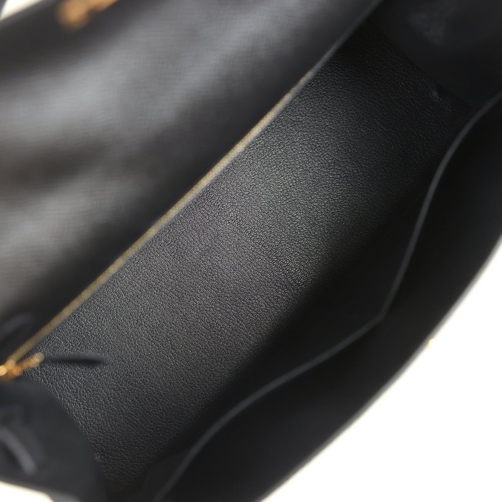 Pre-owned Hermes Kelly Sellier 32 Black Epsom Gold Hardware - Image 8