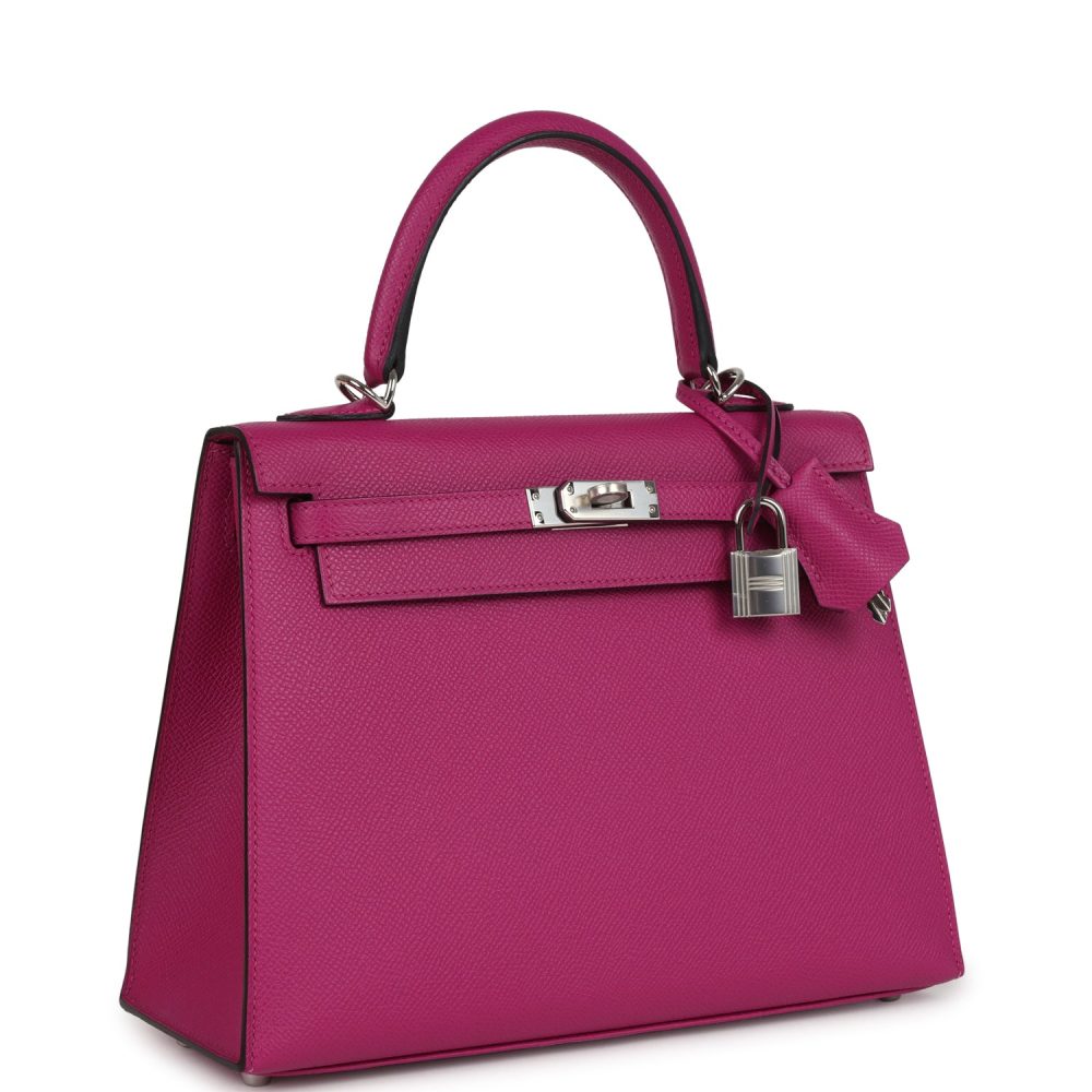 Hermes Kelly Sellier 25 Rose Pourpre Epsom Palladium Hardware - Image 2