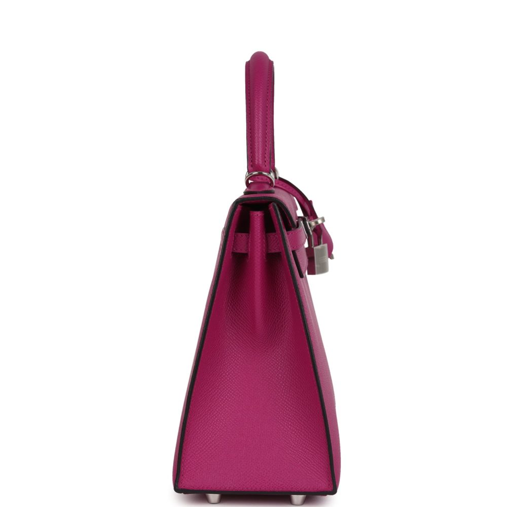 Hermes Kelly Sellier 25 Rose Pourpre Epsom Palladium Hardware - Image 3
