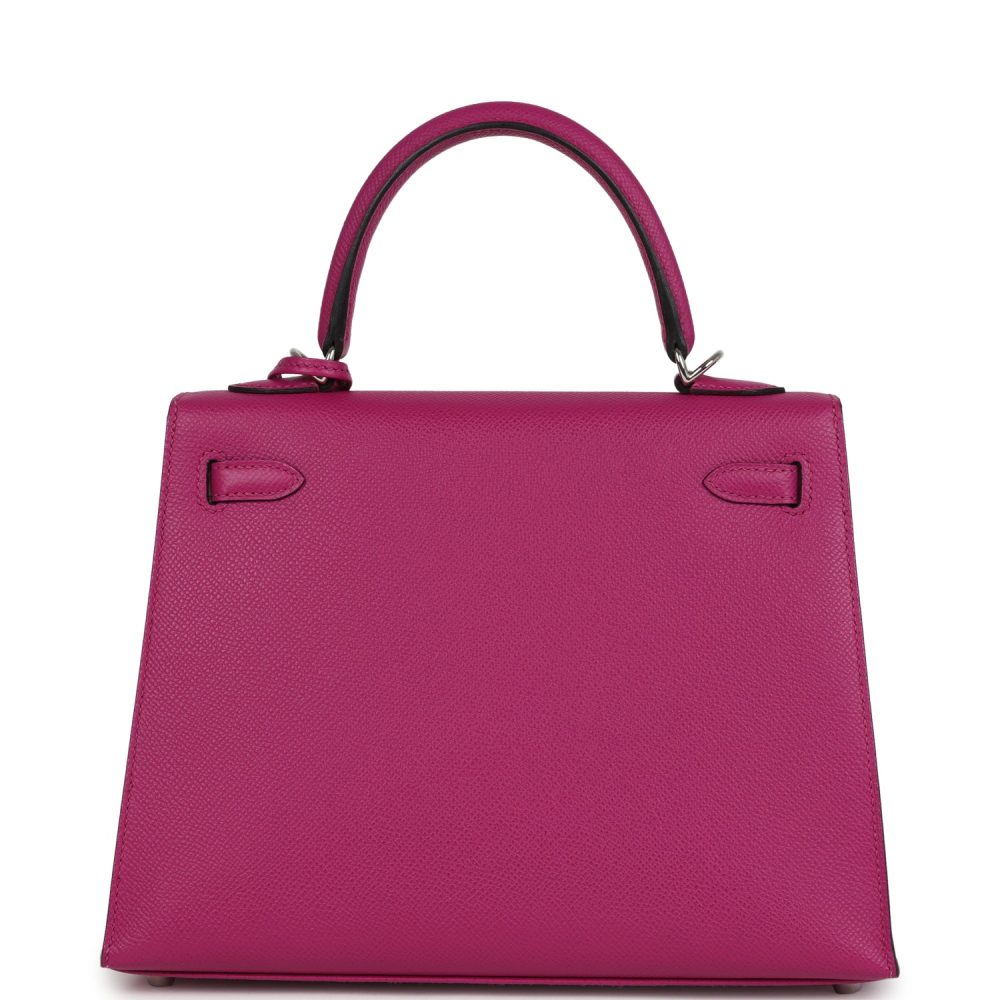 Hermes Kelly Sellier 25 Rose Pourpre Epsom Palladium Hardware - Image 4