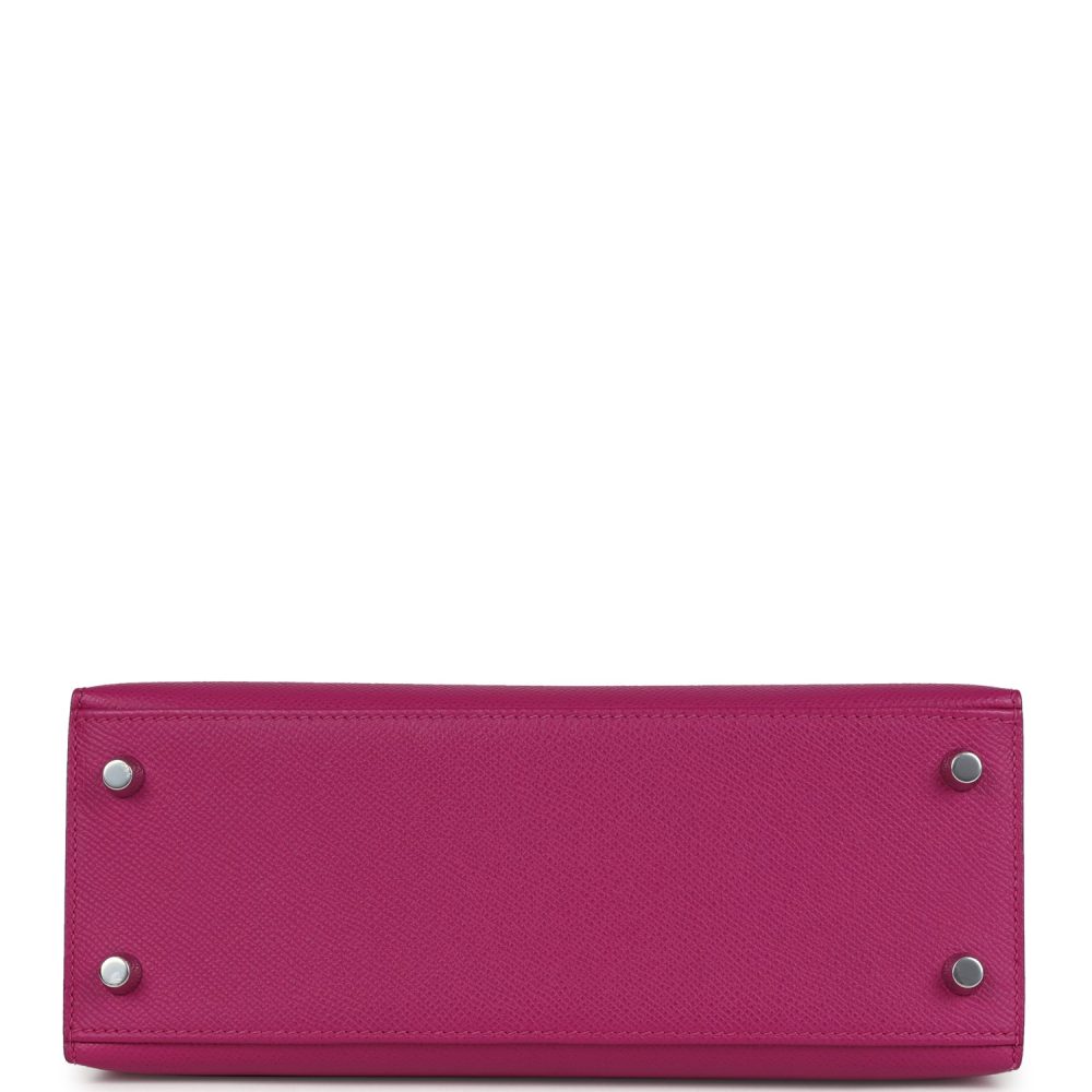 Hermes Kelly Sellier 25 Rose Pourpre Epsom Palladium Hardware - Image 6