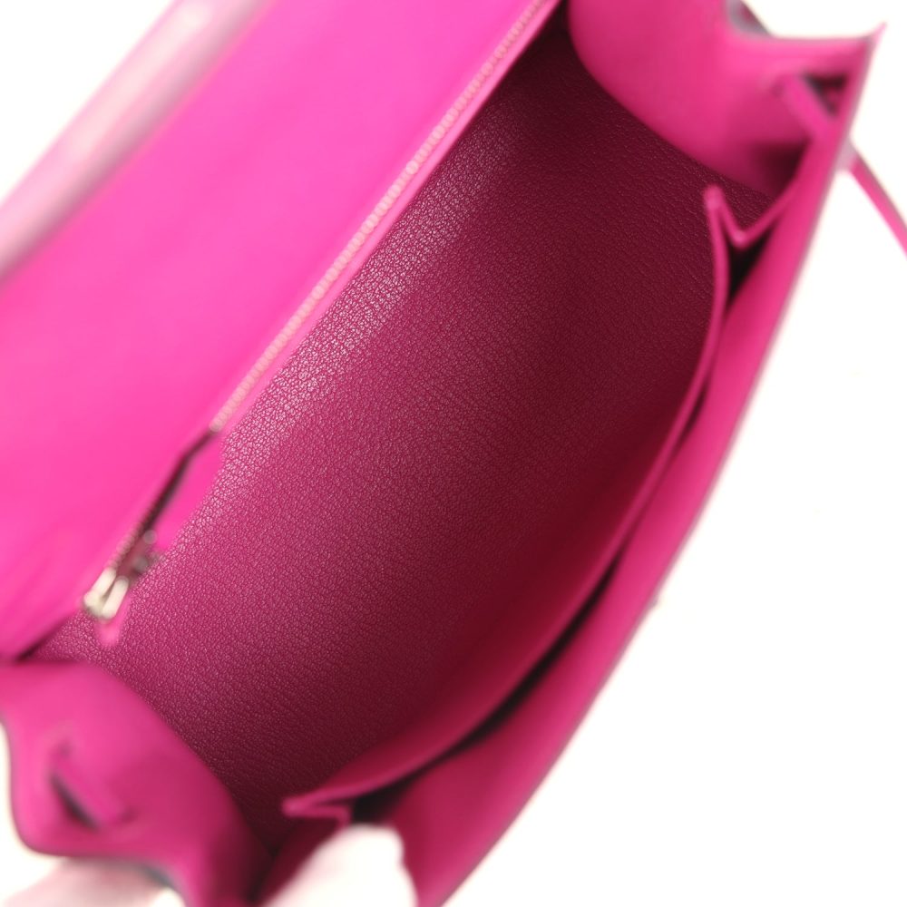 Hermes Kelly Sellier 25 Rose Pourpre Epsom Palladium Hardware - Image 8