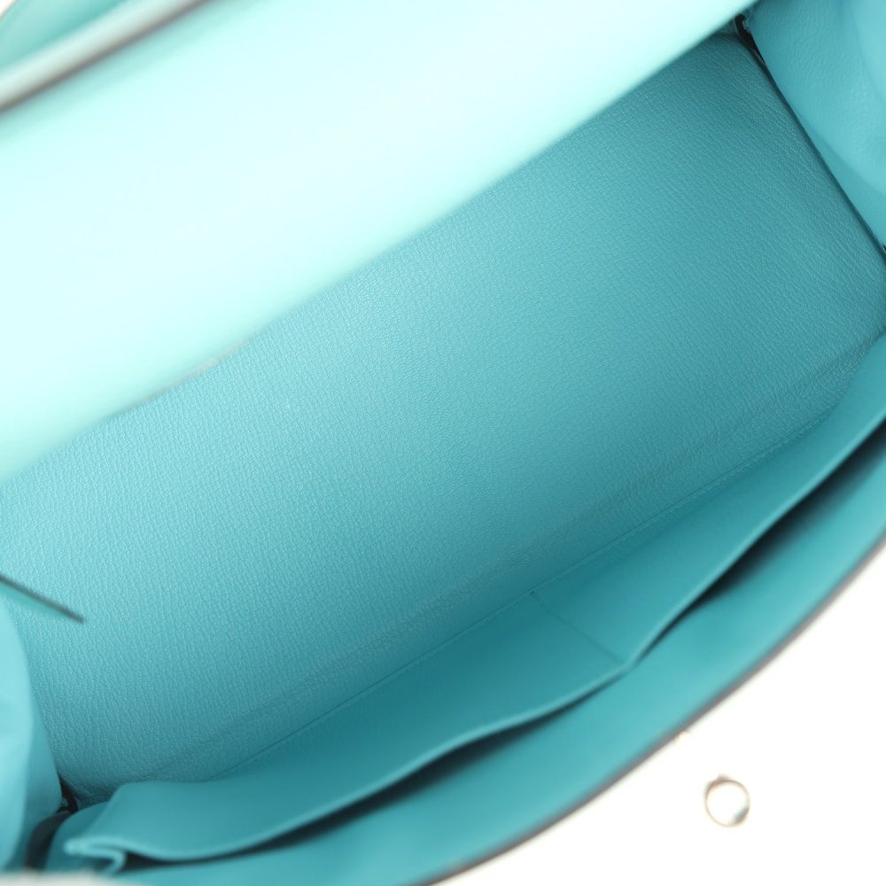 Pre-owned Hermes Kelly Retourne 35 Bleu Atoll Clemence Palladium Hardware - Image 8