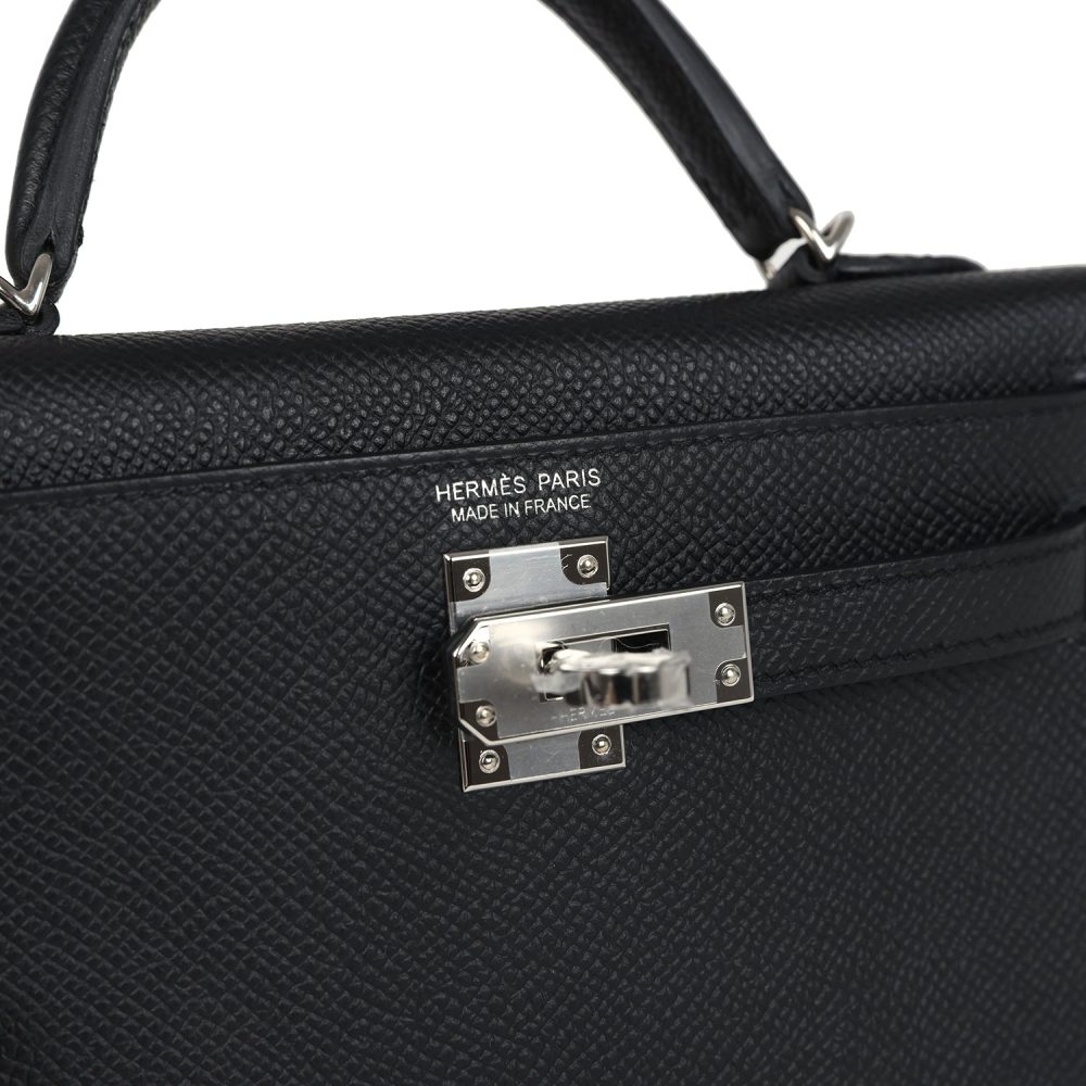 Hermes Kelly Sellier 20 Black Epsom Palladium Hardware - Image 7