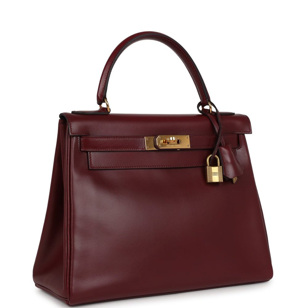 Vintage Hermes Kelly Retourne 28 Rouge H Box Gold Hardware - Image 2