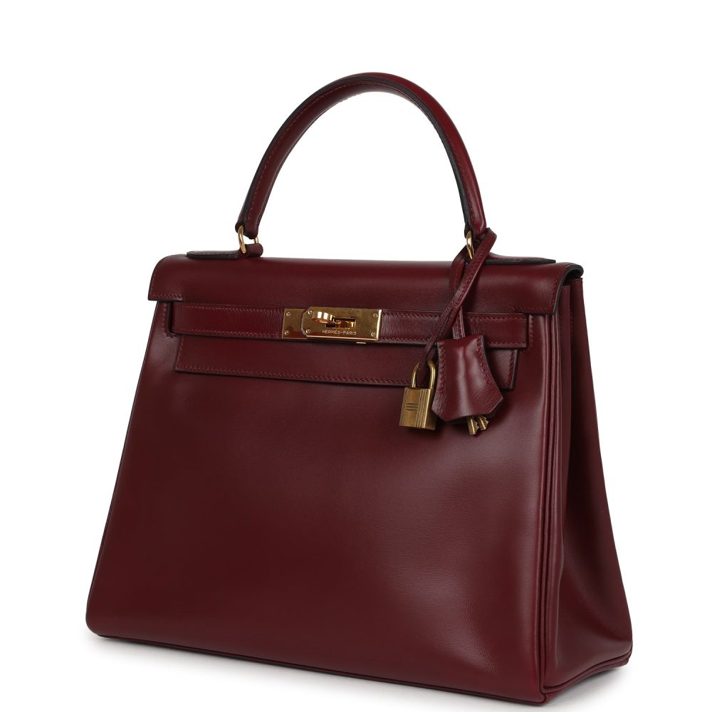 Vintage Hermes Kelly Retourne 28 Rouge H Box Gold Hardware - Image 5
