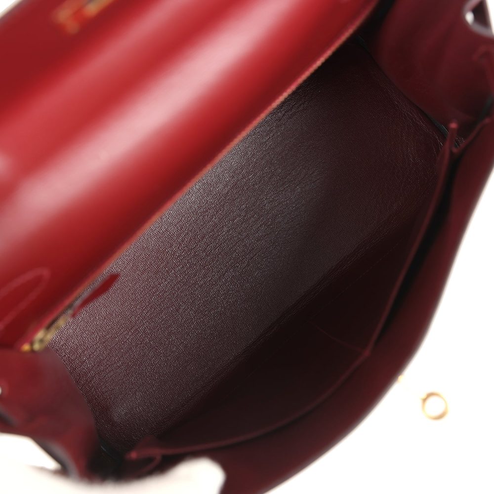 Vintage Hermes Kelly Retourne 28 Rouge H Box Gold Hardware - Image 8
