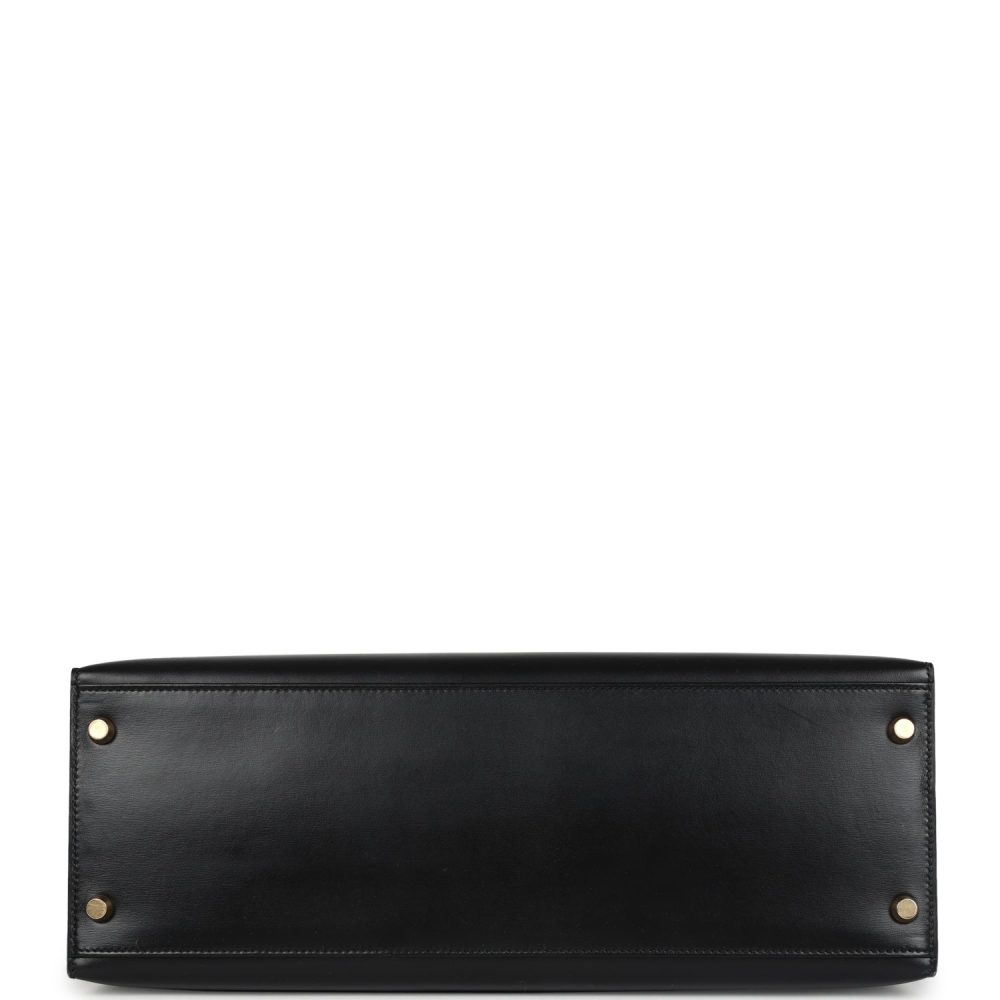 Vintage Hermes Kelly Sellier 35 Black Box Gold Hardware - Image 6