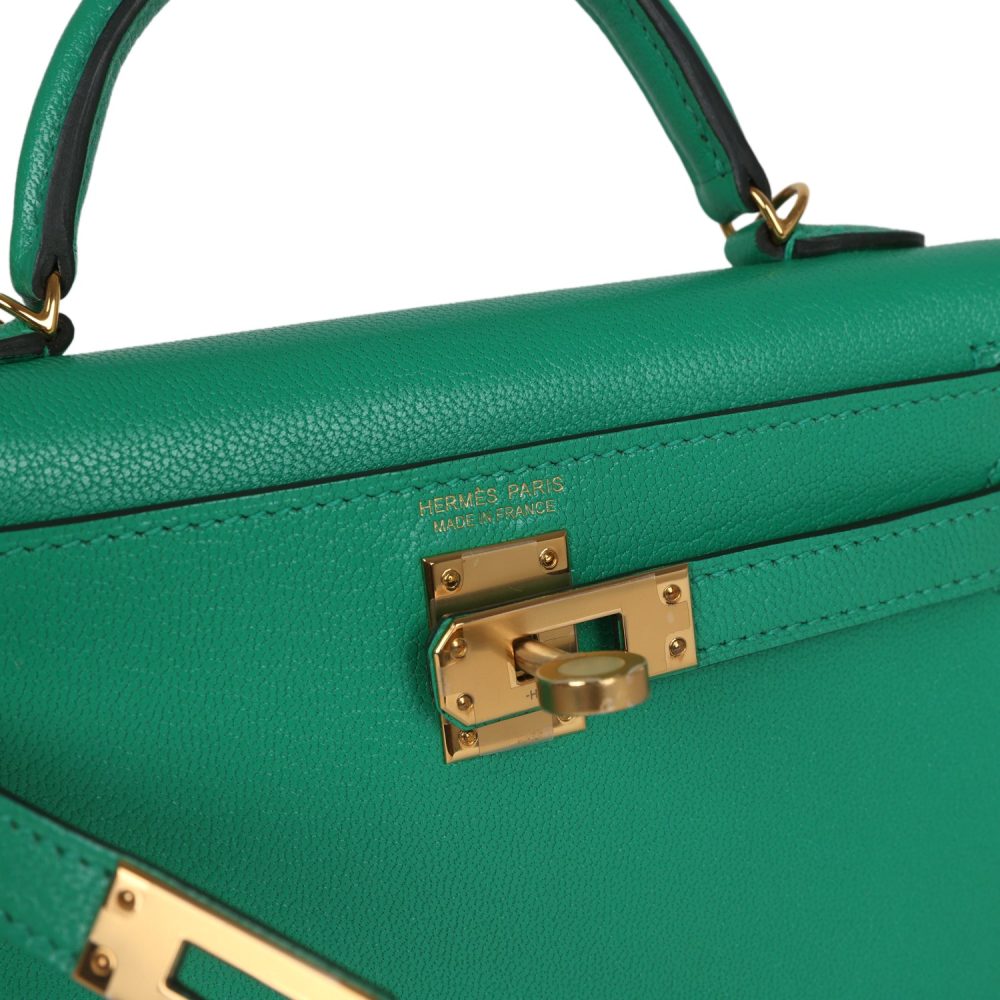 Hermes Kelly Sellier 20 Menthe Chevre Chamkila Gold Hardware - Image 7