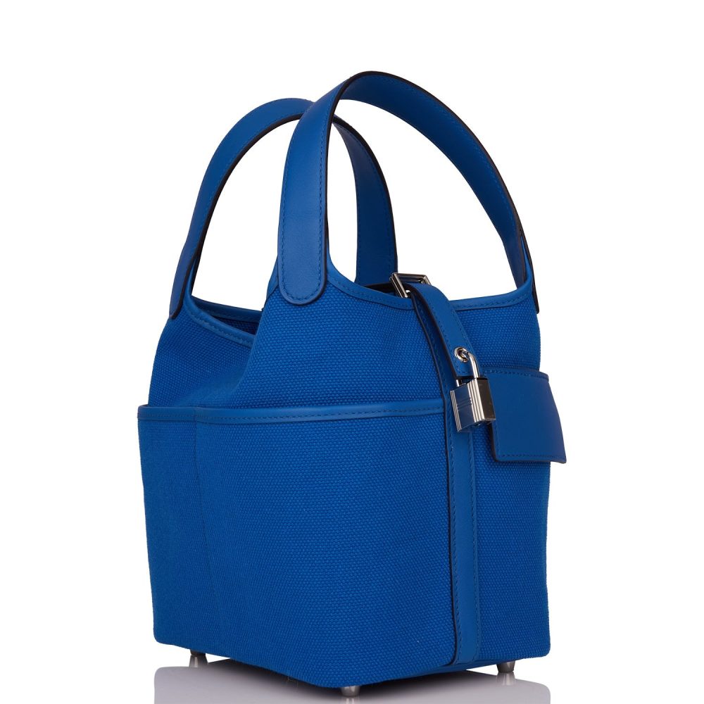 Hermes Picotin Cargo 18 Bleu France Swift and Toile Canvas Palladium Hardware - Image 2