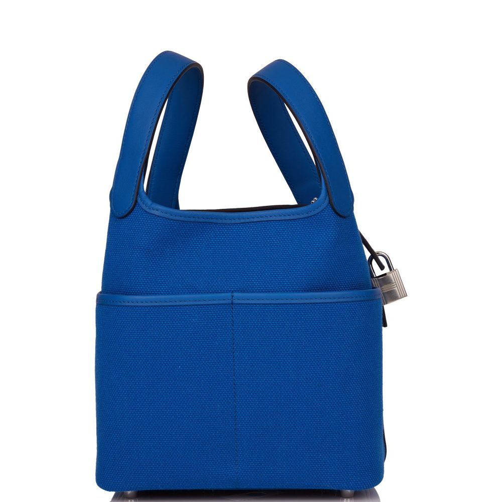 Hermes Picotin Cargo 18 Bleu France Swift and Toile Canvas Palladium Hardware - Image 3