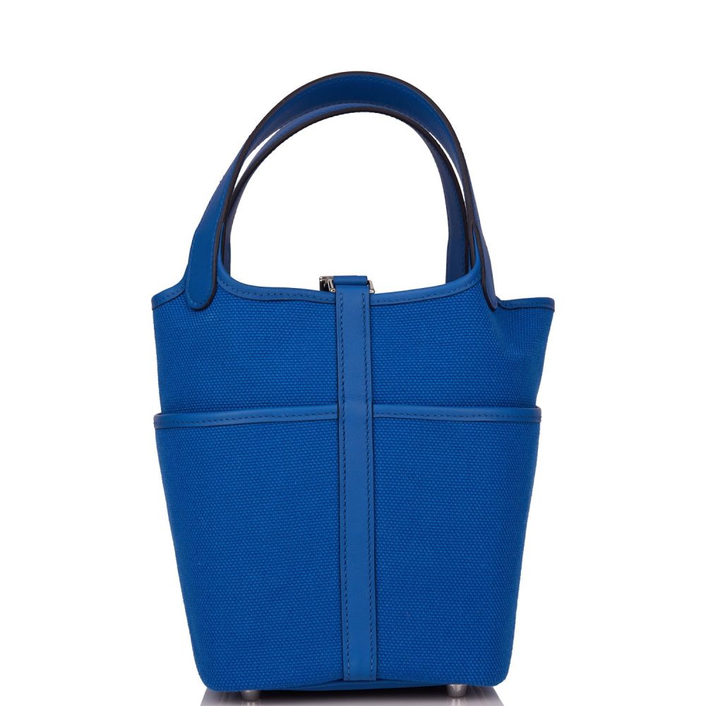 Hermes Picotin Cargo 18 Bleu France Swift and Toile Canvas Palladium Hardware - Image 4