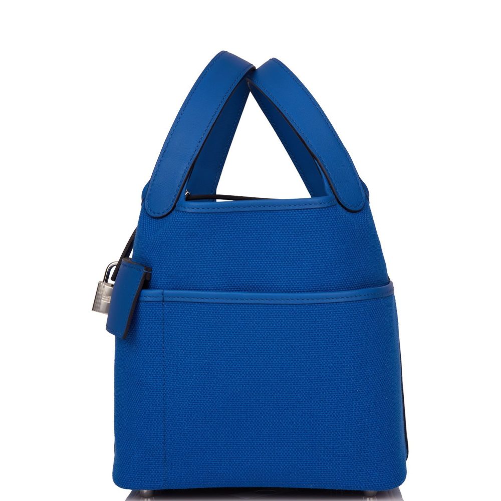 Hermes Picotin Cargo 18 Bleu France Swift and Toile Canvas Palladium Hardware - Image 5
