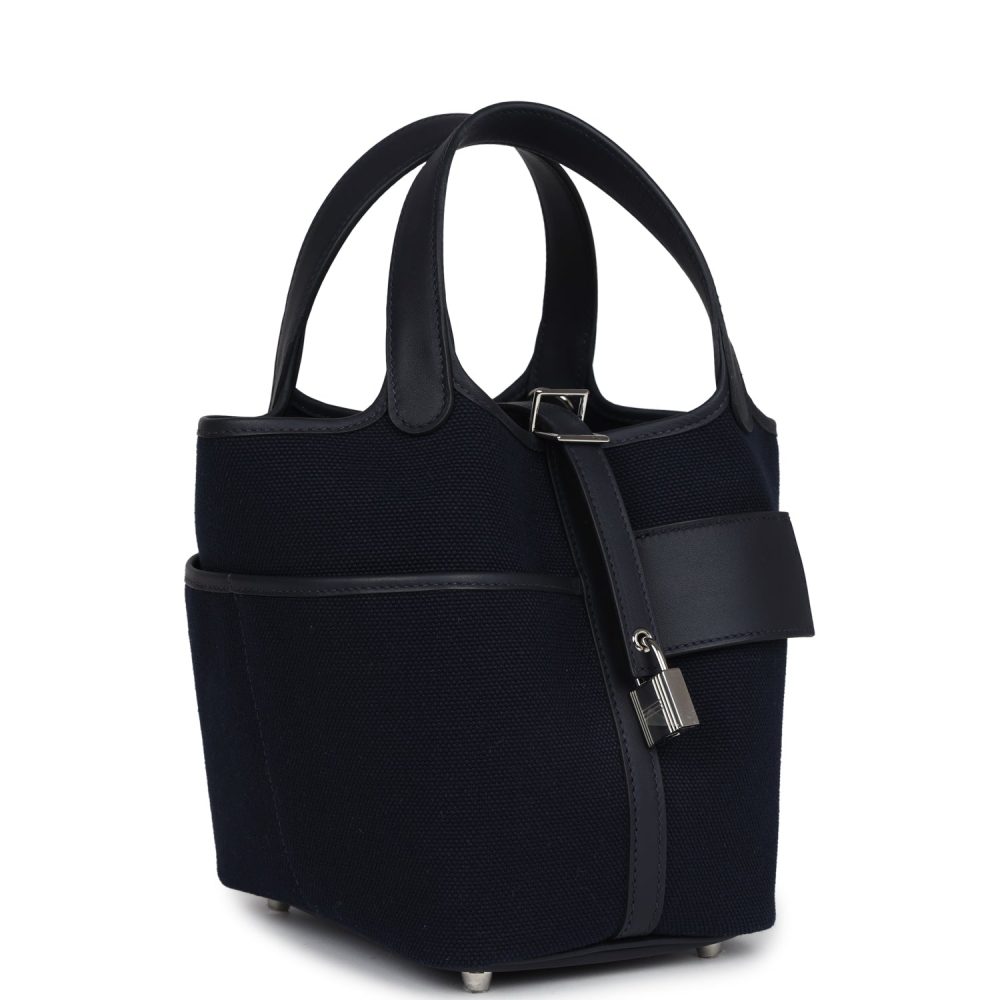 Hermes Picotin Cargo 18 Caban Swift and Black Toile Canvas Palladium Hardware - Image 2