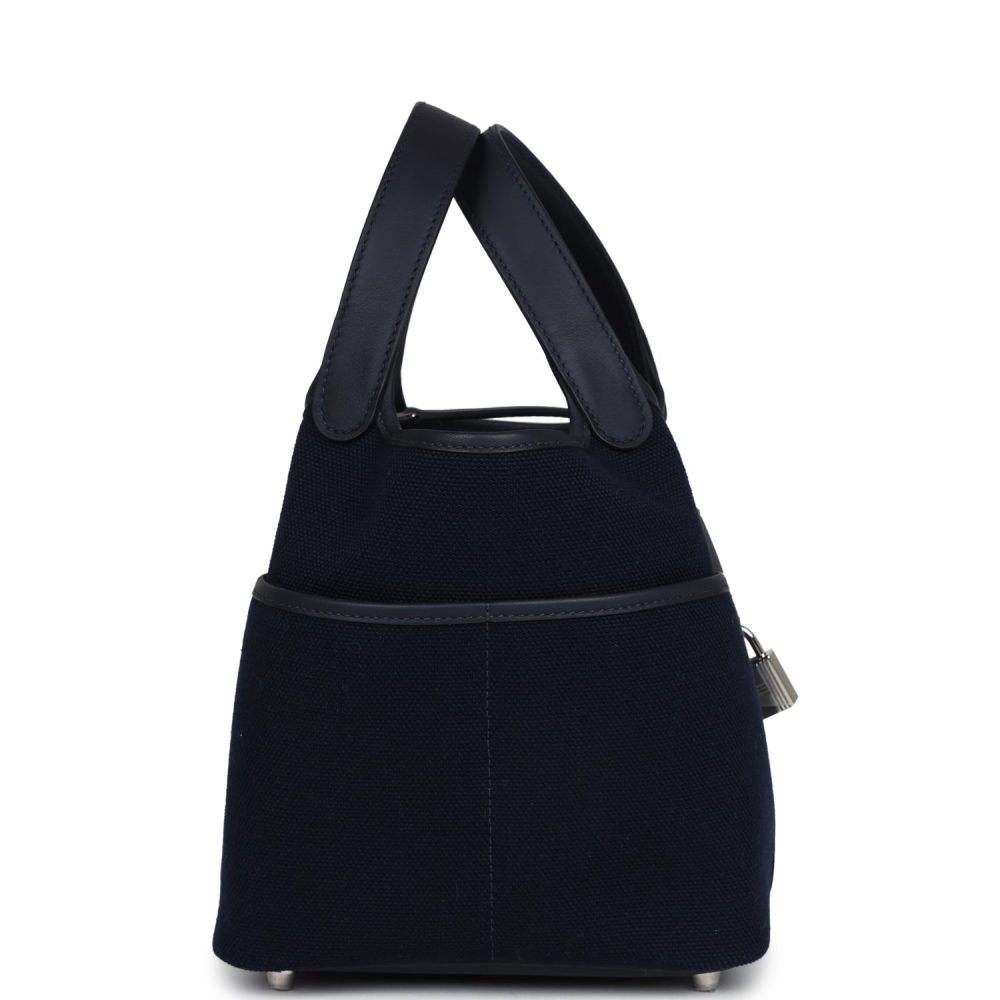 Hermes Picotin Cargo 18 Caban Swift and Black Toile Canvas Palladium Hardware - Image 3