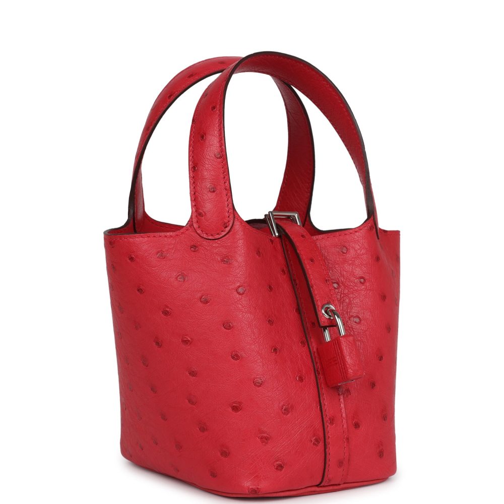 Hermes Micro Picotin Lock 14 Bougainvillea Ostrich Palladium Hardware - Image 2