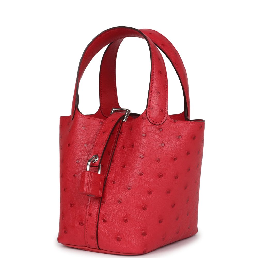 Hermes Micro Picotin Lock 14 Bougainvillea Ostrich Palladium Hardware - Image 5