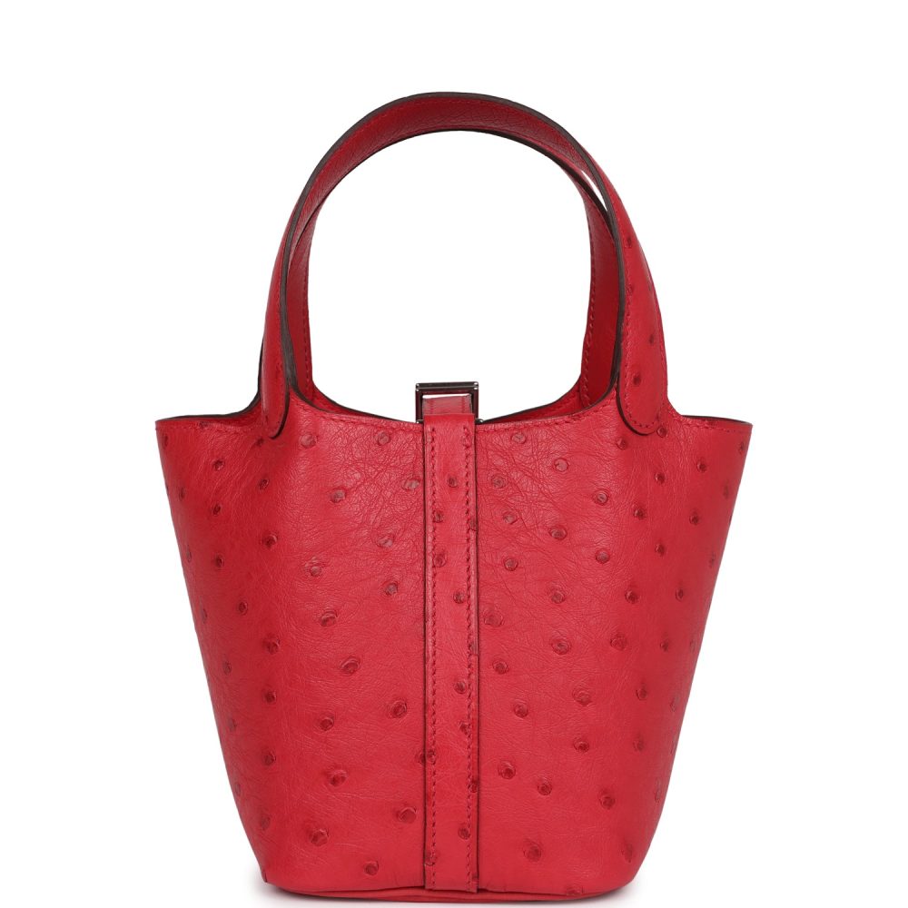 Hermes Micro Picotin Lock 14 Bougainvillea Ostrich Palladium Hardware - Image 4