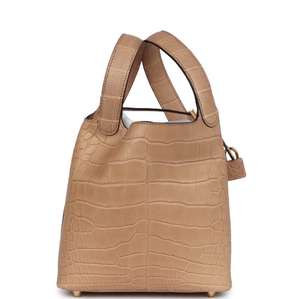 Hermes Picotin Lock 18 Chai Matte Alligator Gold Hardware - Image 4