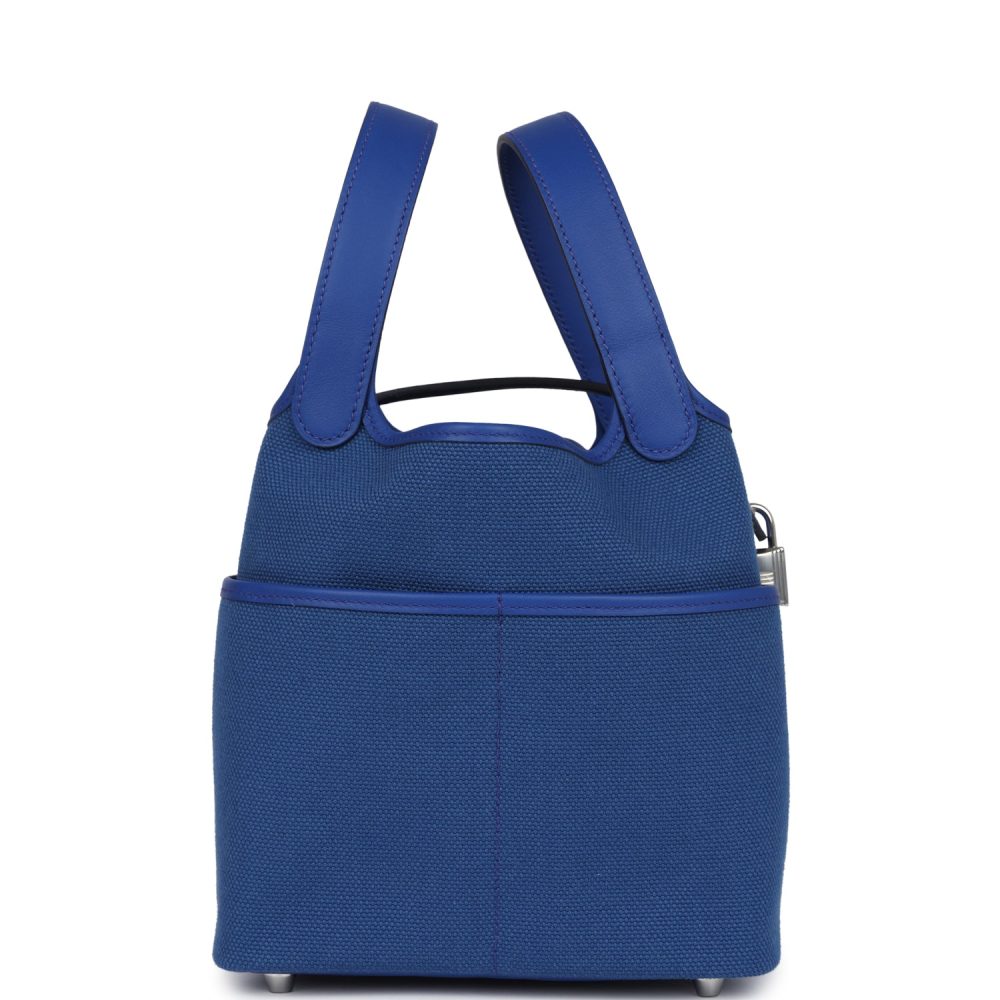Hermes Picotin Cargo 18 Bleu Royal Swift and Toile Canvas Palladium Hardware - Image 3