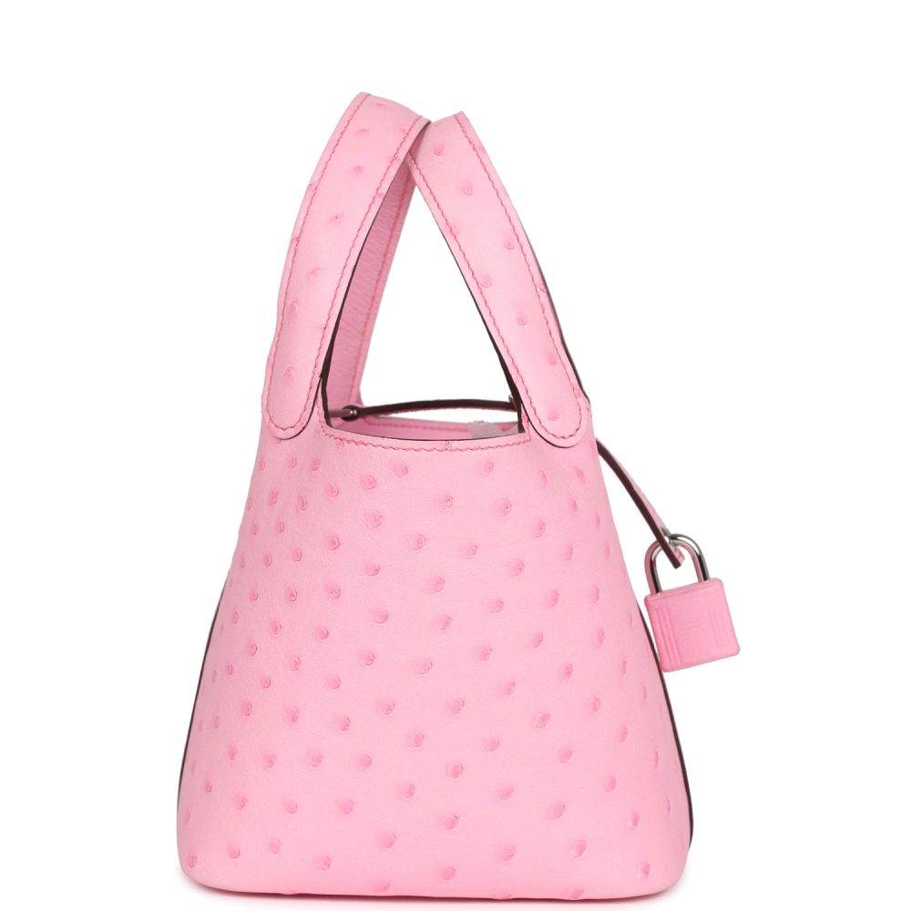 Hermes Micro Picotin Lock 14 Bubblegum Ostrich Palladium Hardware - Image 3