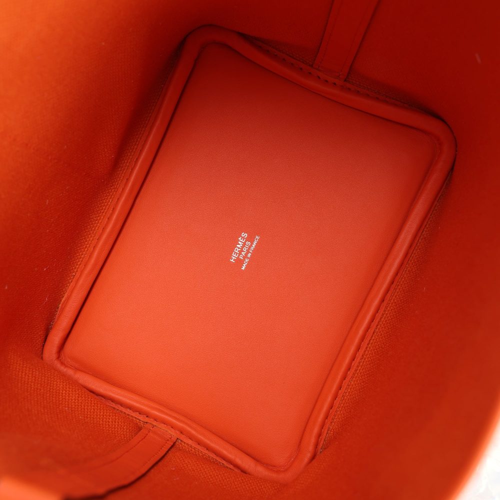 Hermes Picotin Cargo 18 Orange Swift and Toile Canvas Palladium Hardware - Image 7