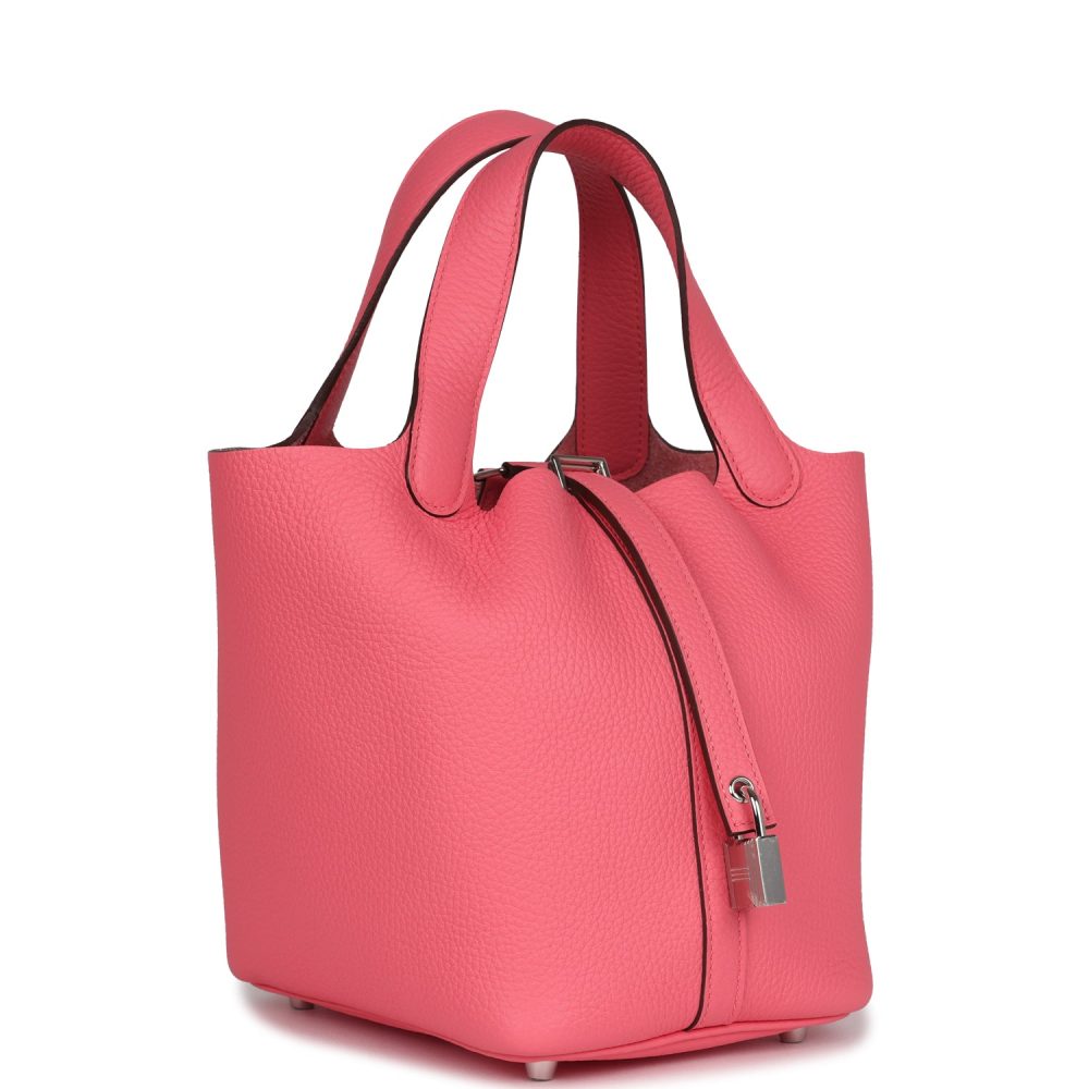 Hermes Picotin Lock 18 Rose Azalee Clemence Palladium Hardware - Image 2