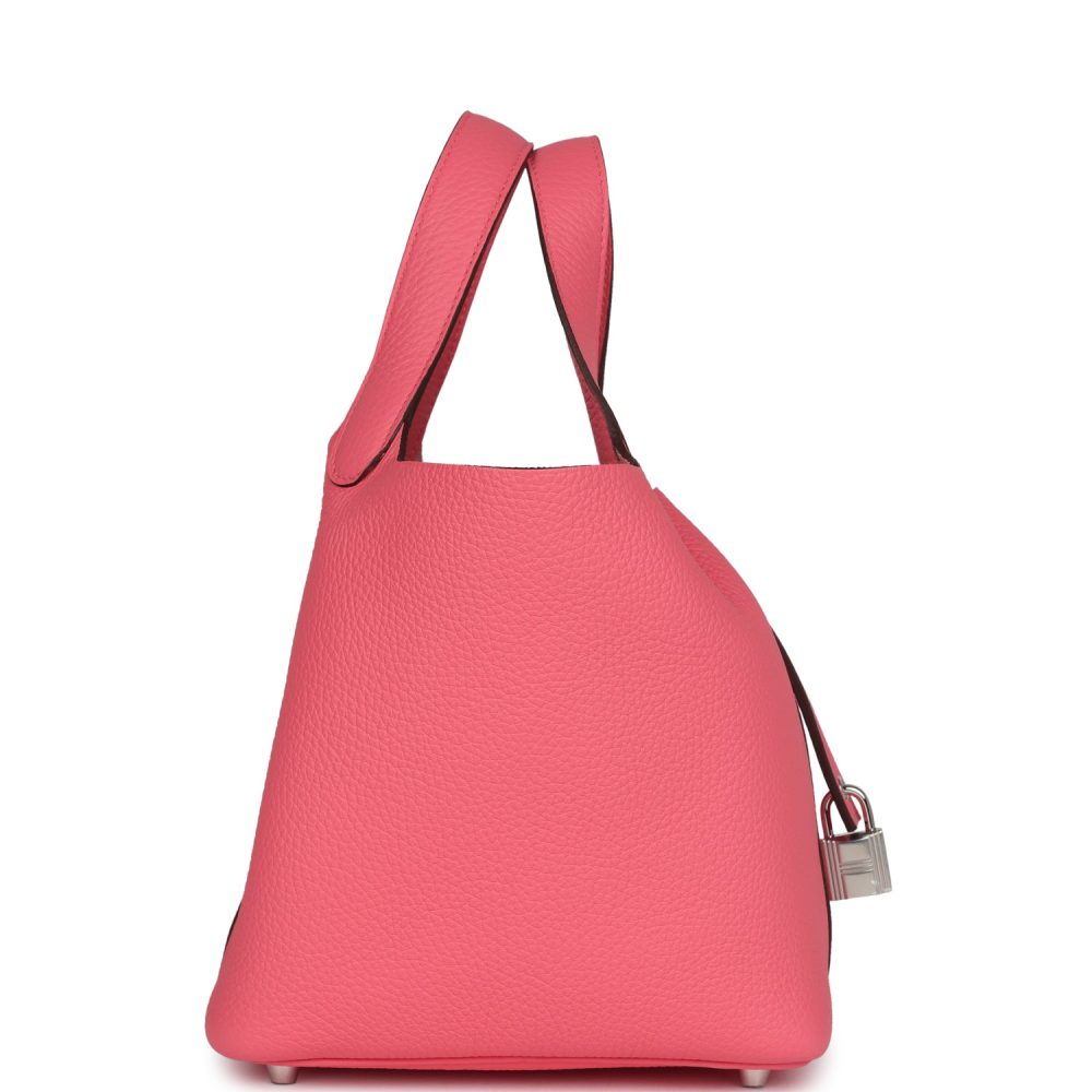 Hermes Picotin Lock 18 Rose Azalee Clemence Palladium Hardware - Image 3