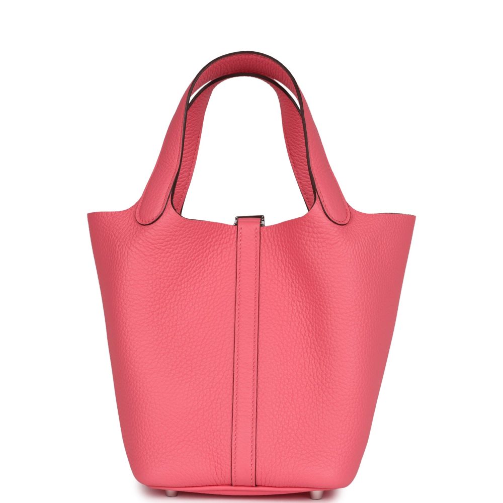 Hermes Picotin Lock 18 Rose Azalee Clemence Palladium Hardware - Image 4