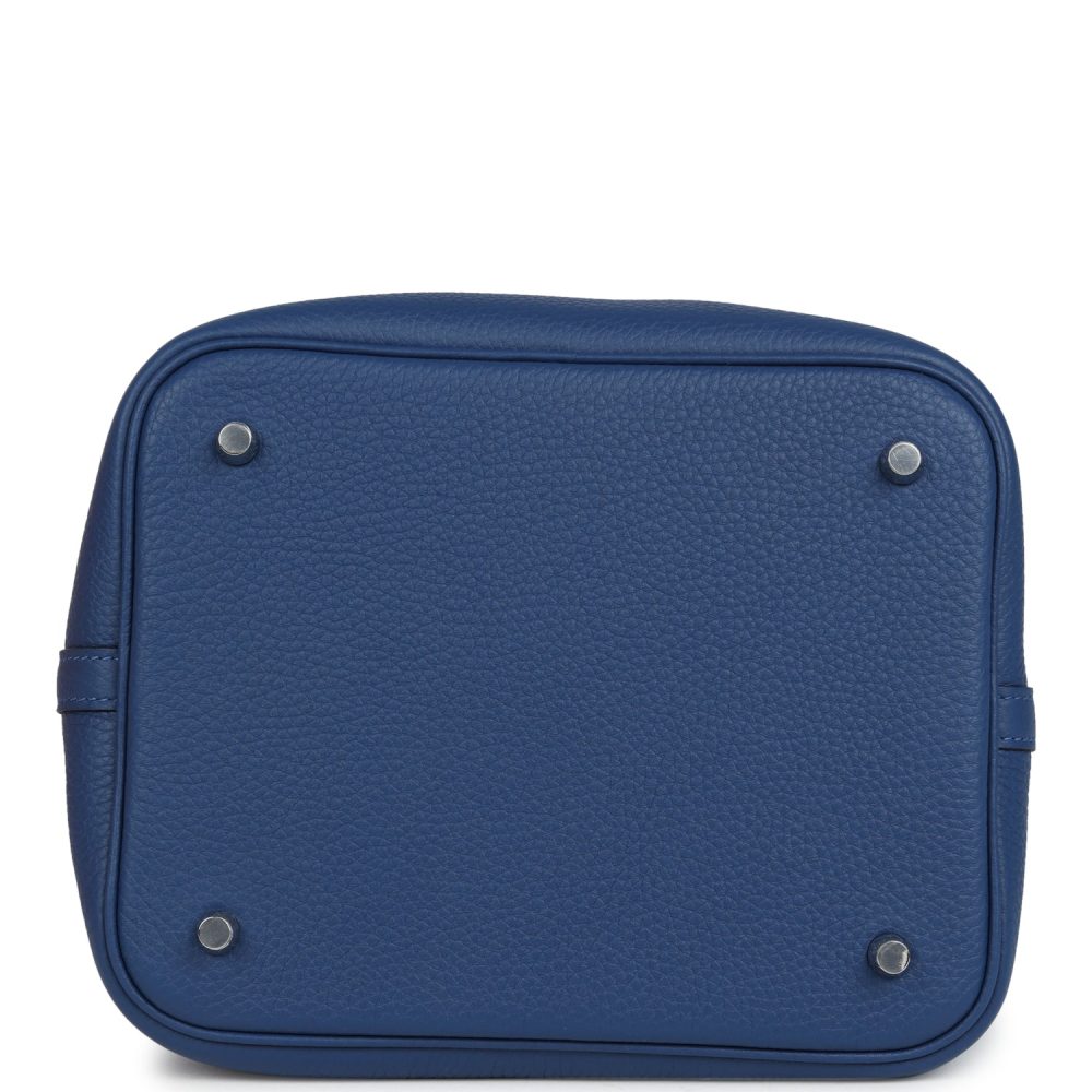 Hermes Picotin Lock 22 Bleu Tie Clemence Palladium Hardware - Image 6