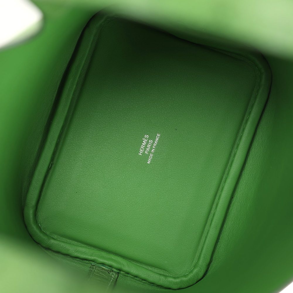 Hermes Micro Picotin Lock 14 Vert Yucca Ostrich Palladium Hardware - Image 7