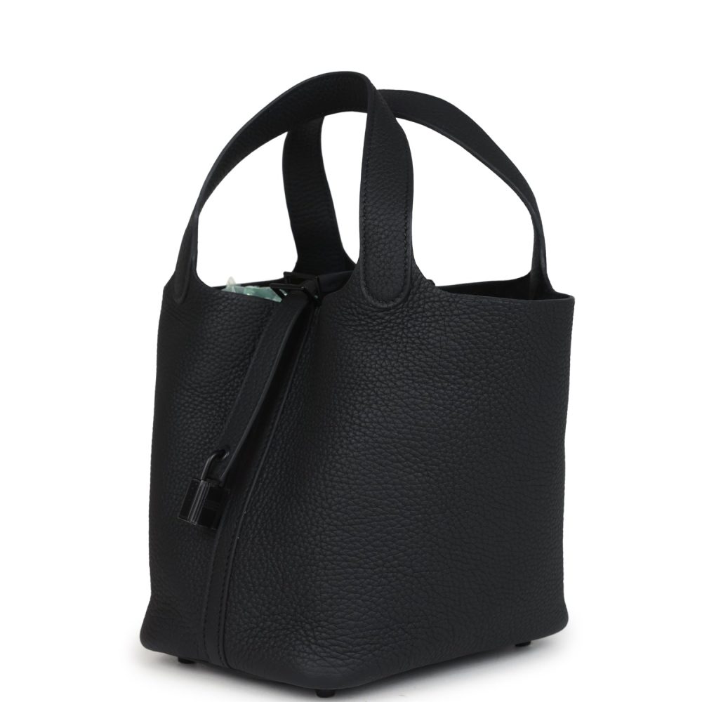 Hermes Picotin Lock 18 Monochrome Black Clemence Black Hardware - Image 5