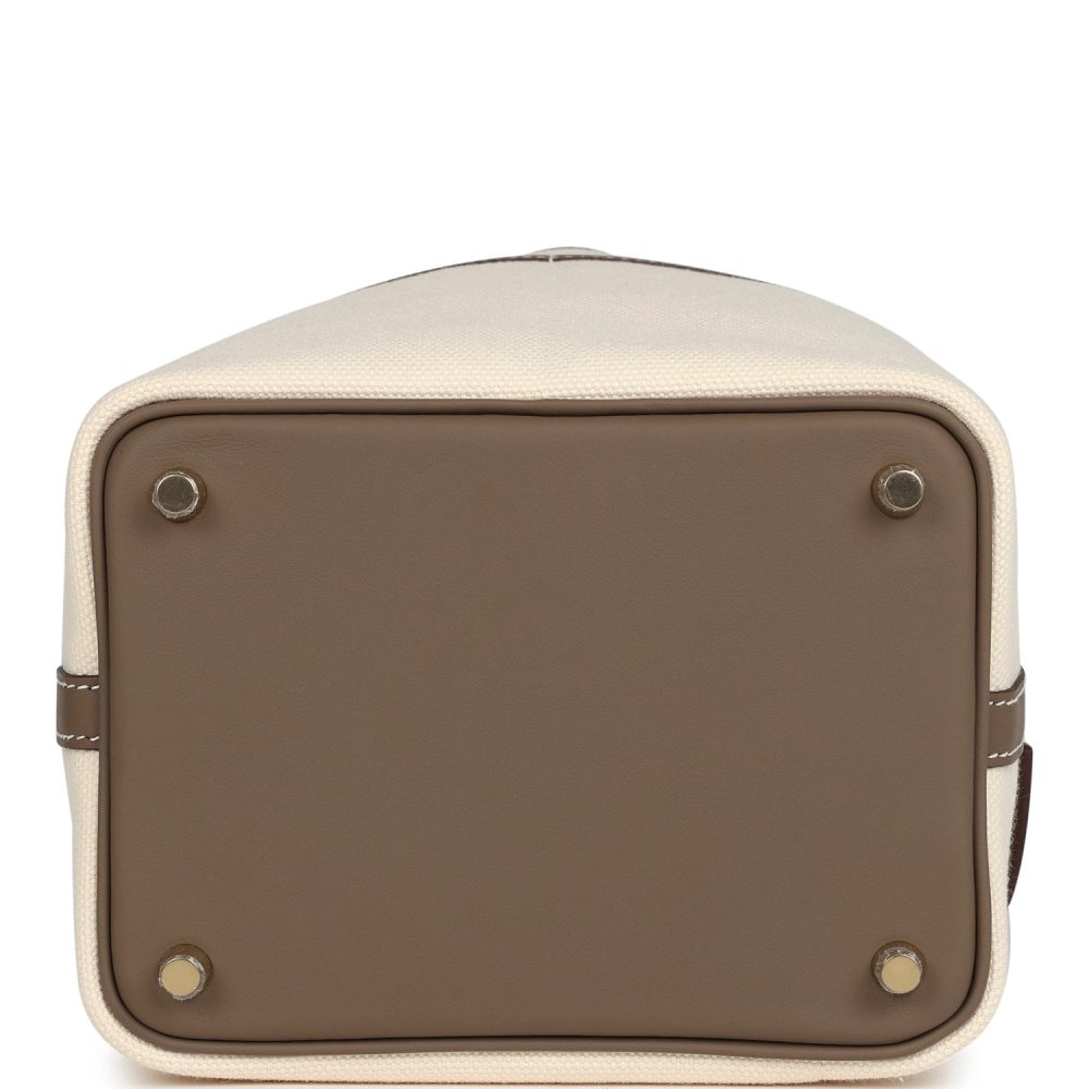 Hermes Picotin Cargo 18 Ecru Toile Canvas and Etoupe Swift Gold Hardware - Image 6